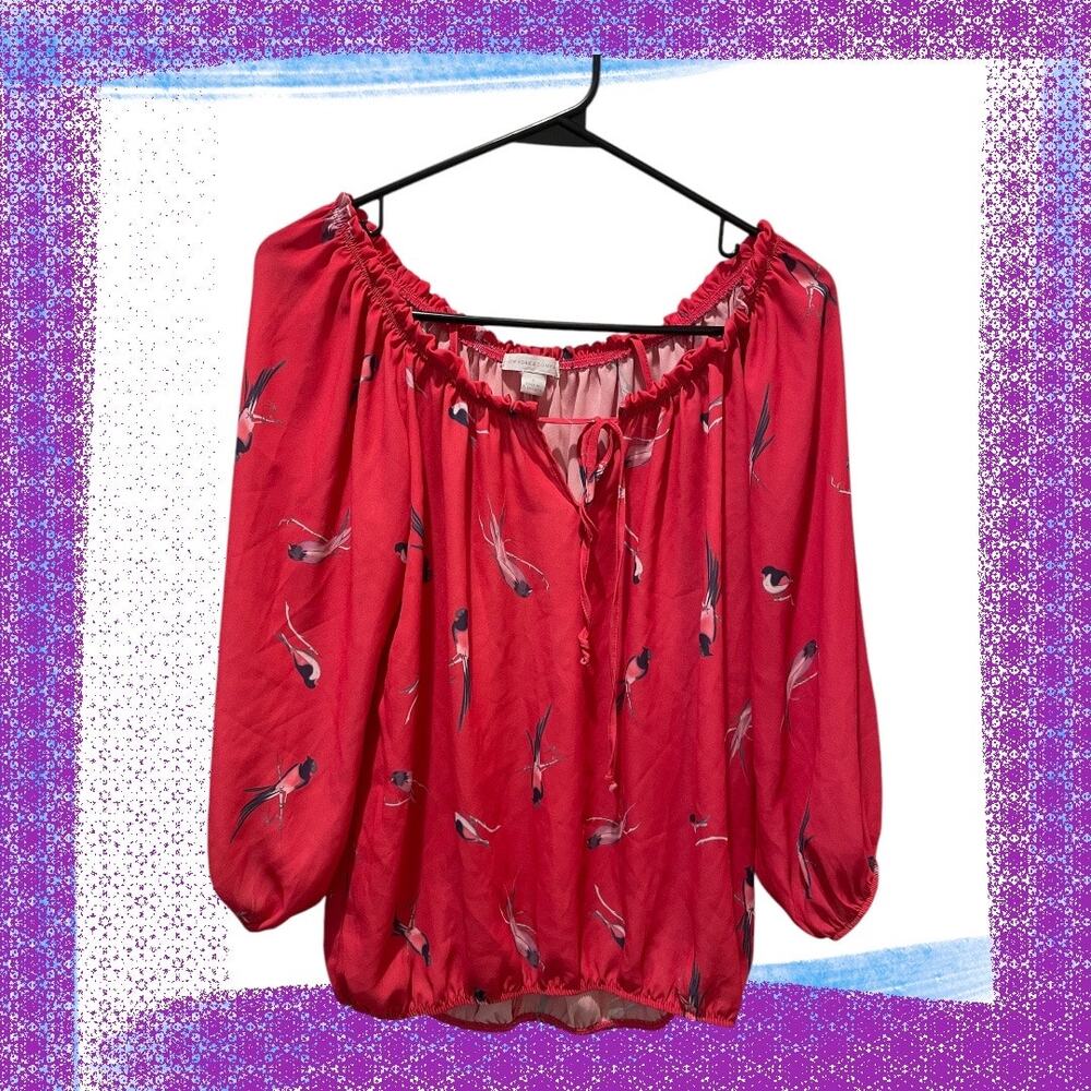 New York & Company Red Floral Boho Blouse, Women’s Size Small, EUC